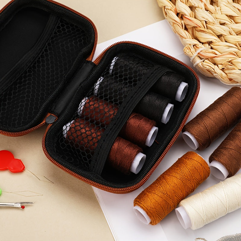 1 Set Hair Extension Sewing Kit, 8 Rolls Durable Thread, 18 T/C/J/I Needles, Hand Sewing Supplies for Wig Making, Hair Extensions, Leather Craft Repair