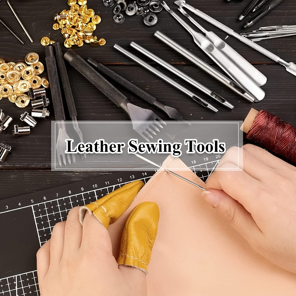 WUTUREE 415pcs Professional Leather Working Kit with Punching Sewing Stamping Tools And Rivets Set Instruction for Beginner DIY Leather Craft Making