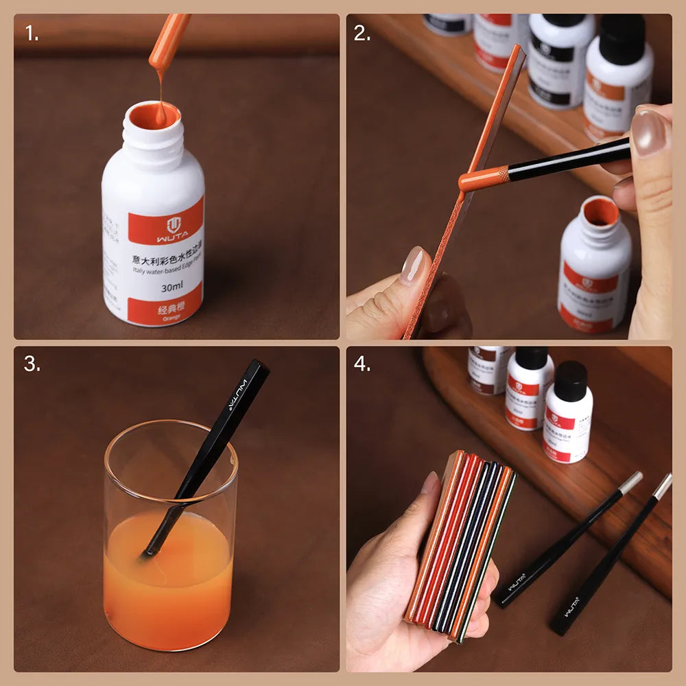 WUTA Replaceable Roller Head Leather Edge Paint Applicator Edge Dye Roller Pen With 2 Spare Rollers DIY Leather Craft Tools