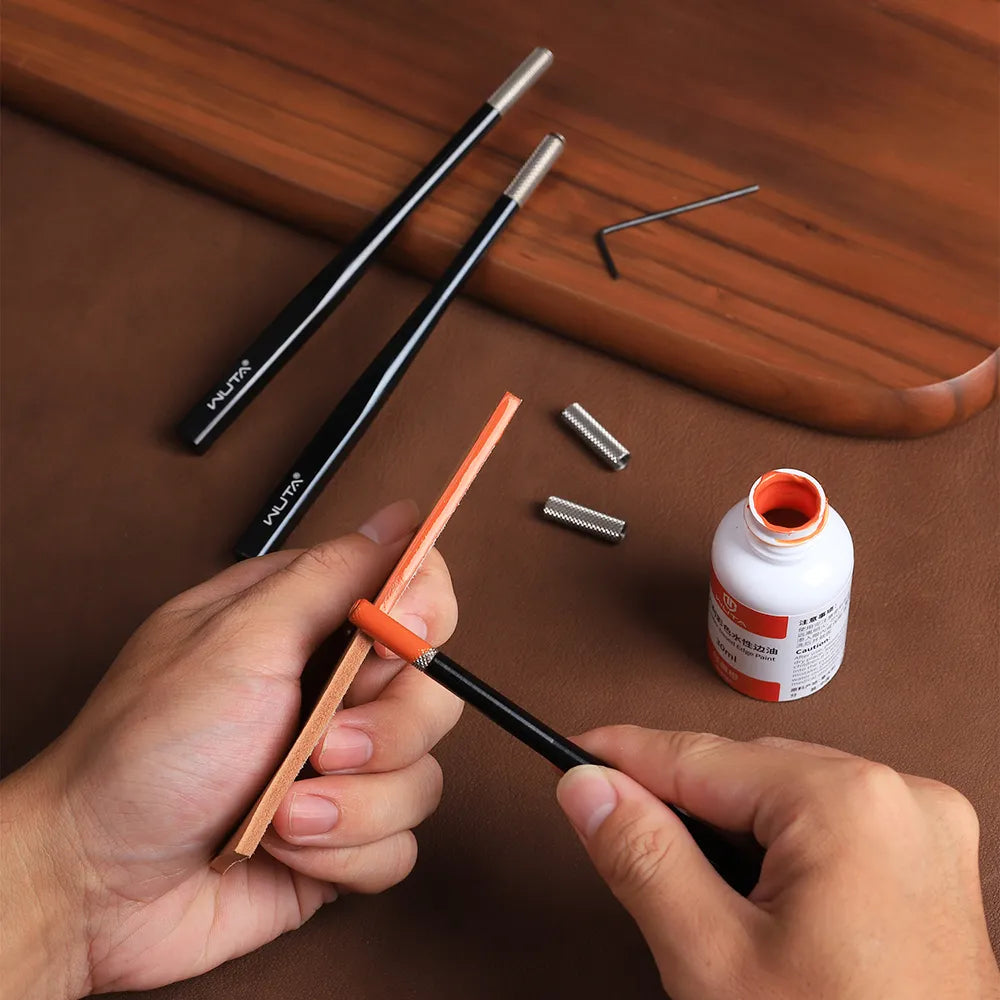 WUTA Replaceable Roller Head Leather Edge Paint Applicator Edge Dye Roller Pen With 2 Spare Rollers DIY Leather Craft Tools
