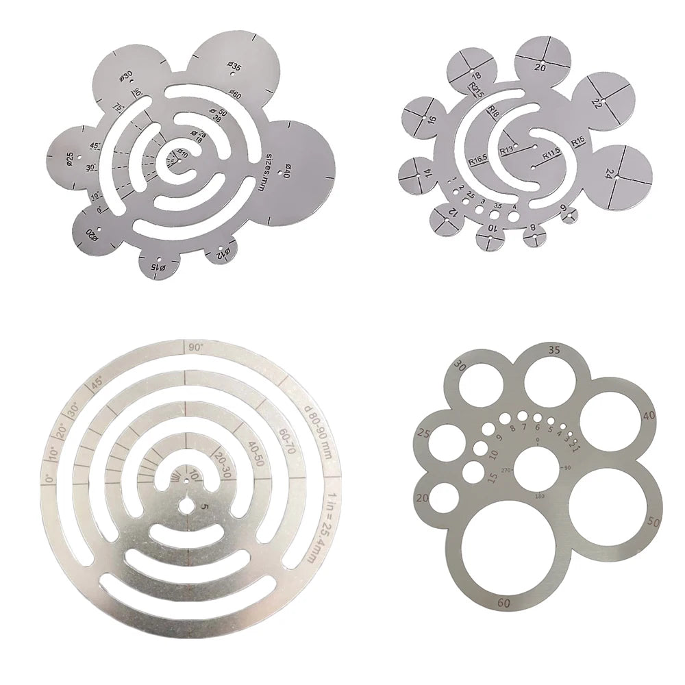 Round Leather Cutting Tools Metal Corner Cutting Ruler Circle Ruler Circle Leather Punch Leather Templates