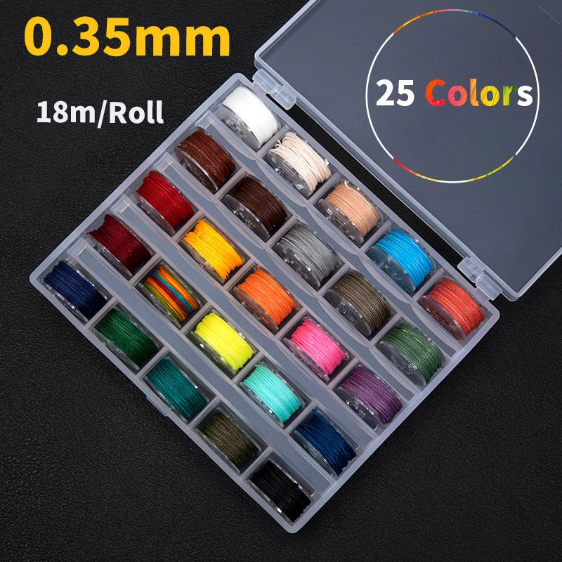 WUTA Leather Sewing Thread Kit Round Waxed Thread 25 Colors Set Mini Bobbin Thread Handmade DIY Braided Rope Bracelet Line