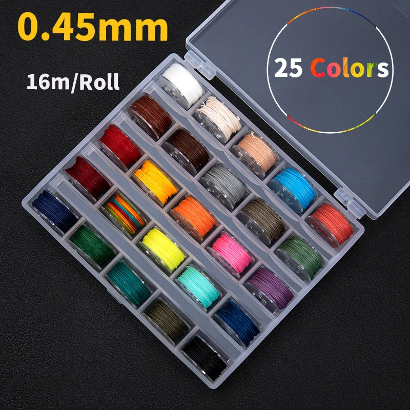 WUTA Leather Sewing Thread Kit Round Waxed Thread 25 Colors Set Mini Bobbin Thread Handmade DIY Braided Rope Bracelet Line