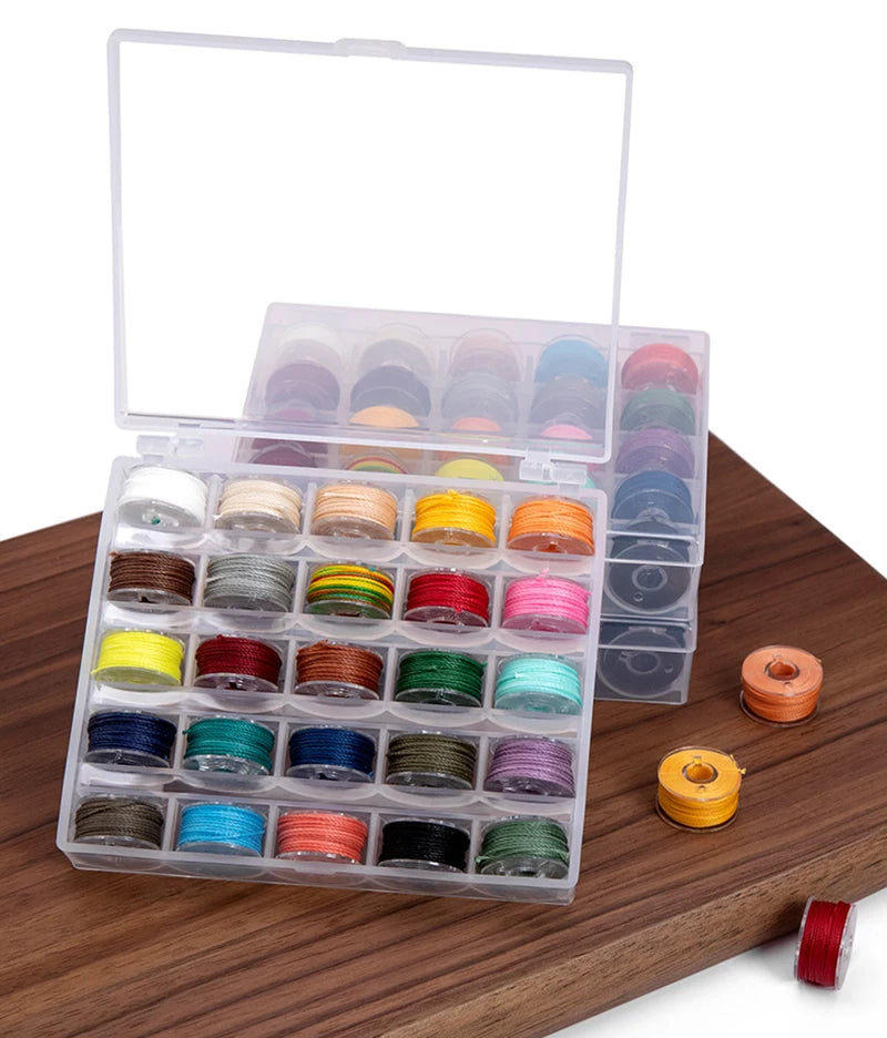 WUTA Leather Sewing Thread Kit Round Waxed Thread 25 Colors Set Mini Bobbin Thread Handmade DIY Braided Rope Bracelet Line