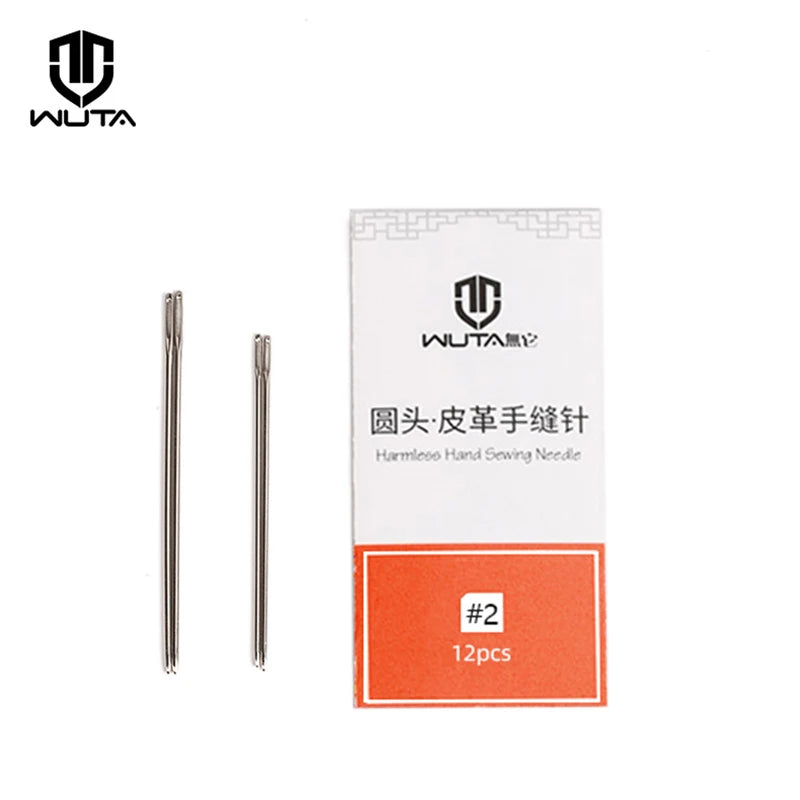 WUTA 24 Pcs Large Eye Blunt Stitching Needle Harness Round-pointed Needle Leather Hand Sewing Blunt Leathercraft Sewing Needle