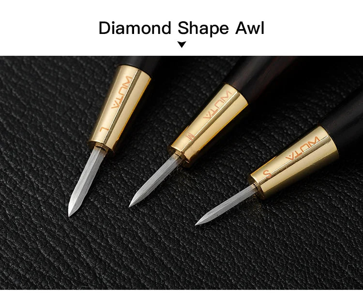 WUTA 2nd Generation Leather Stitching Awl Diamond Shape Ebony Blackwood & Brass Craft Tool Hand Sewing Awl DIY Stitcher Taper