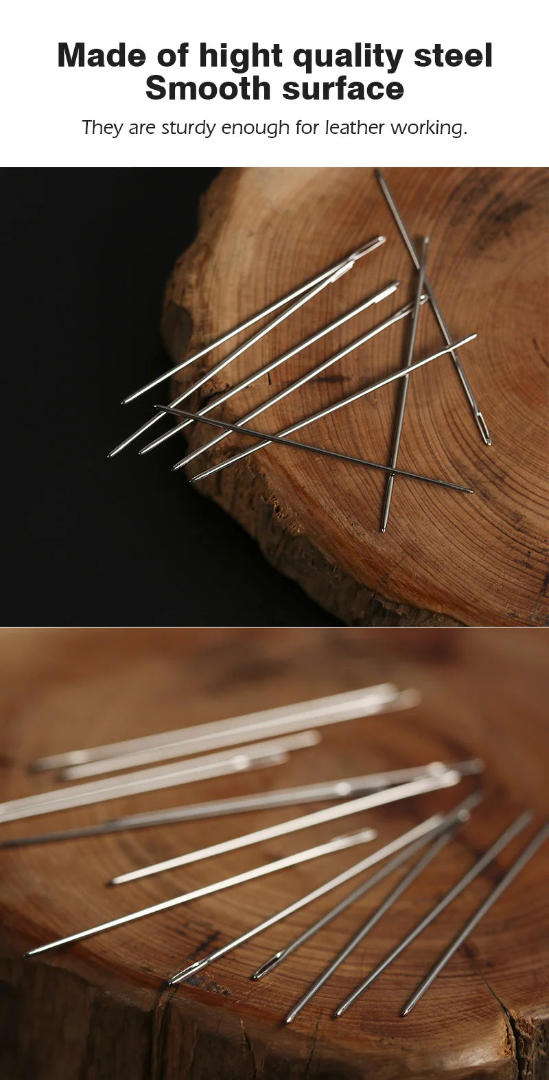 WUTA 24 Pcs Large Eye Blunt Stitching Needle Harness Round-pointed Needle Leather Hand Sewing Blunt Leathercraft Sewing Needle