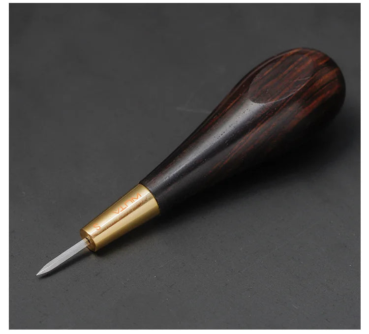 WUTA 2nd Generation Leather Stitching Awl Diamond Shape Ebony Blackwood & Brass Craft Tool Hand Sewing Awl DIY Stitcher Taper