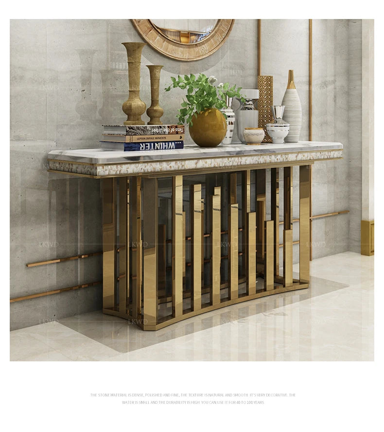 Modern furniture Sideboard cabinet Villa curio cabinet partition table stainless steel marble console table