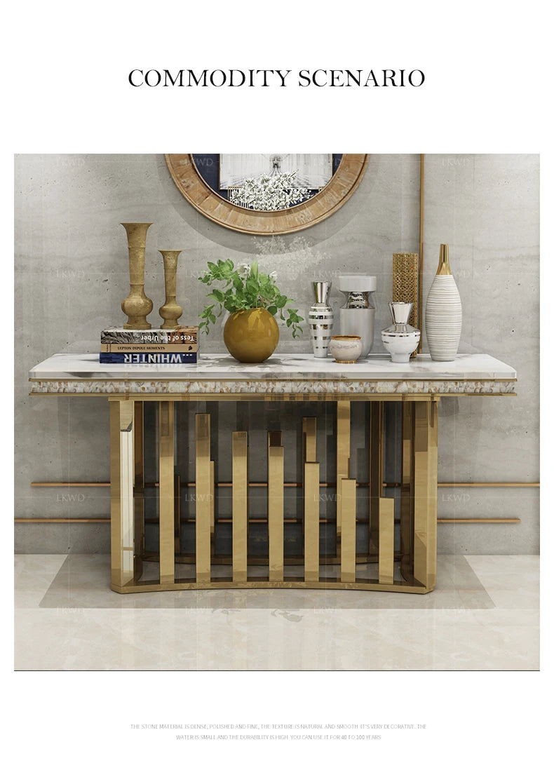 Modern furniture Sideboard cabinet Villa curio cabinet partition table stainless steel marble console table