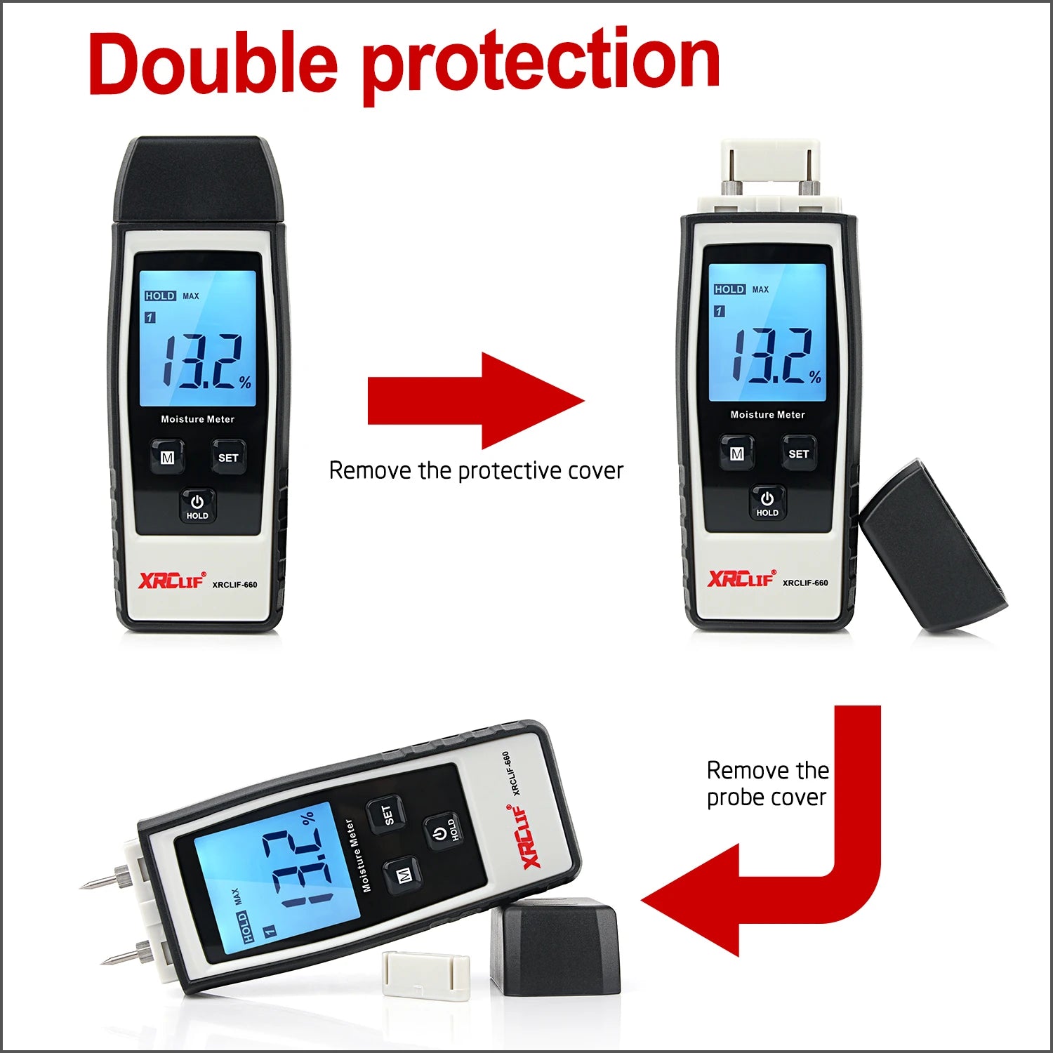 XRCLIF Wood Moisture Meter Digital Handheld Wood Moisture Meter Concrete Woodworking carton Building Material Moisture Meter