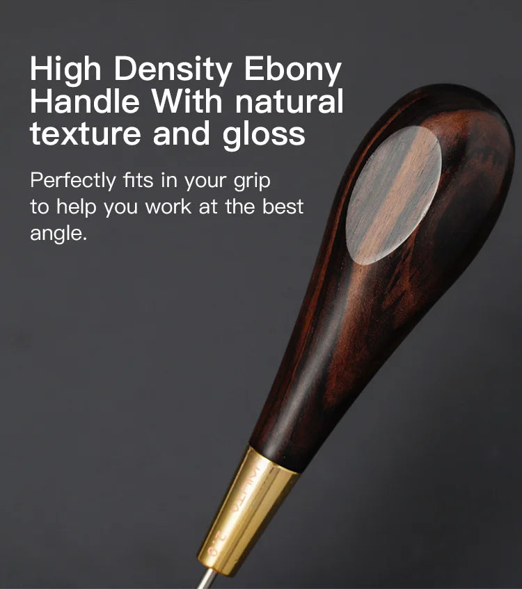 WUTA 2nd Generation Leather Stitching Awl Diamond Shape Ebony Blackwood & Brass Craft Tool Hand Sewing Awl DIY Stitcher Taper