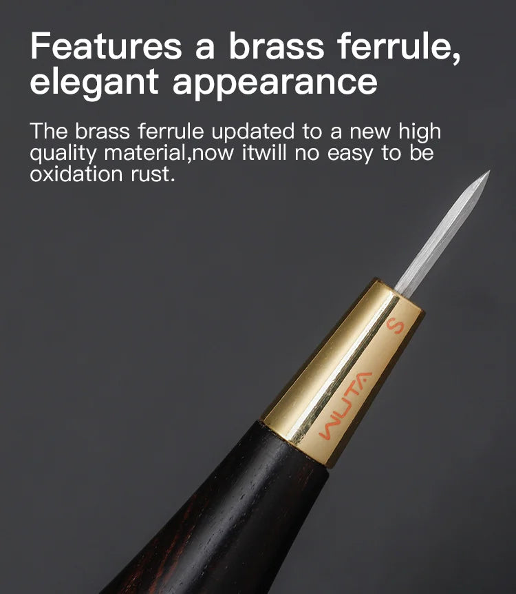 WUTA 2nd Generation Leather Stitching Awl Diamond Shape Ebony Blackwood & Brass Craft Tool Hand Sewing Awl DIY Stitcher Taper
