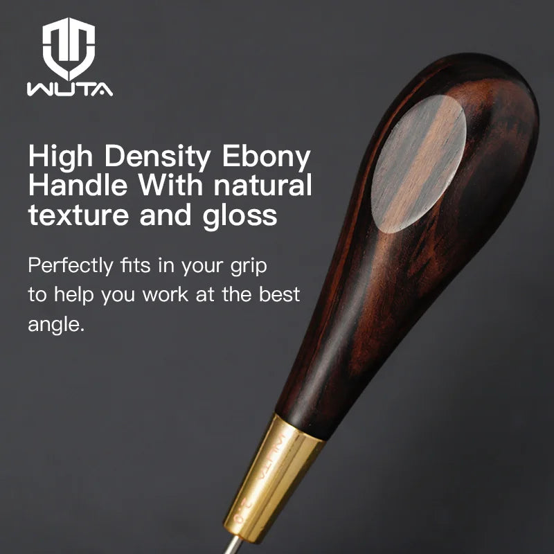 WUTA 2nd Generation Leather Stitching Awl Diamond Shape Ebony Blackwood & Brass Craft Tool Hand Sewing Awl DIY Stitcher Taper