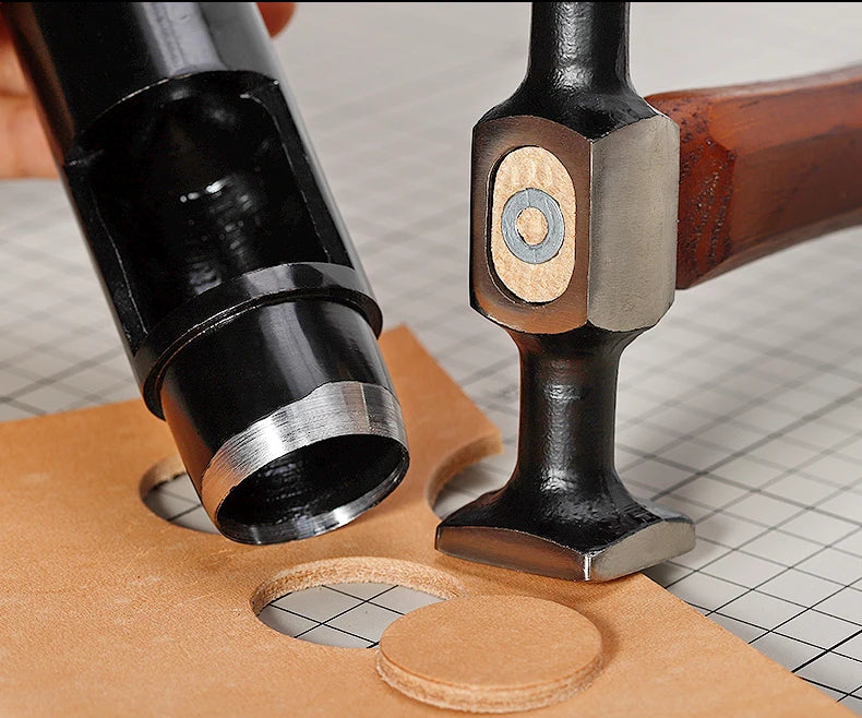 WUTA Leather Mallet Hammer Cobbler Hammer Carbon Steel Double Head Smooth Chasing Hammer for Professional Leather Maul Tools