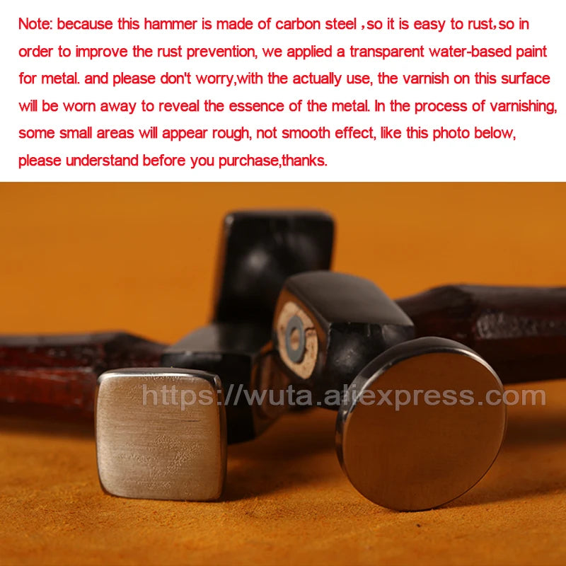 WUTA Leather Mallet Hammer Cobbler Hammer Carbon Steel Double Head Smooth Chasing Hammer for Professional Leather Maul Tools