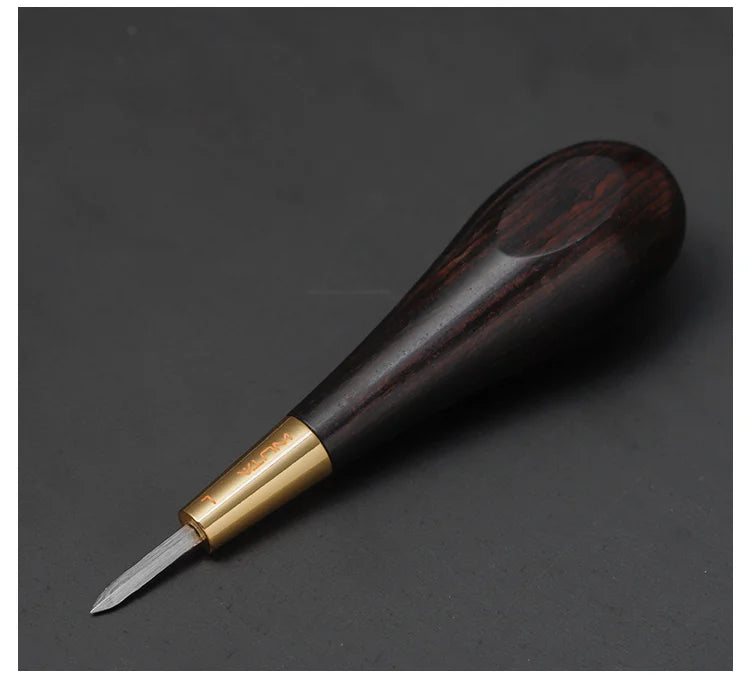 WUTA 2nd Generation Leather Stitching Awl Diamond Shape Ebony Blackwood & Brass Craft Tool Hand Sewing Awl DIY Stitcher Taper