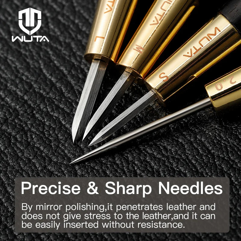 WUTA 2nd Generation Leather Stitching Awl Diamond Shape Ebony Blackwood & Brass Craft Tool Hand Sewing Awl DIY Stitcher Taper
