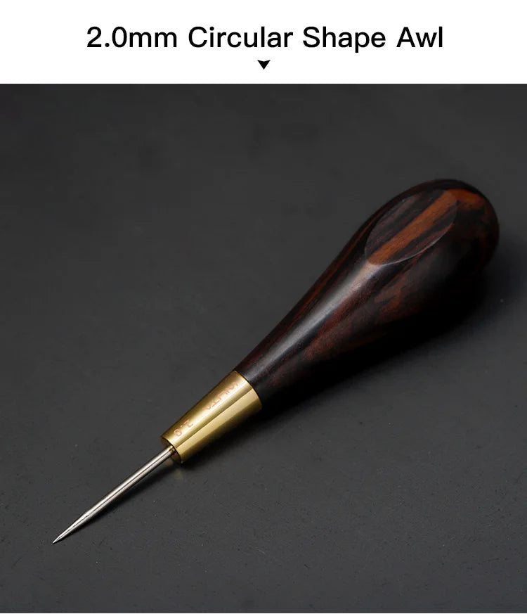 WUTA 2nd Generation Leather Stitching Awl Diamond Shape Ebony Blackwood & Brass Craft Tool Hand Sewing Awl DIY Stitcher Taper