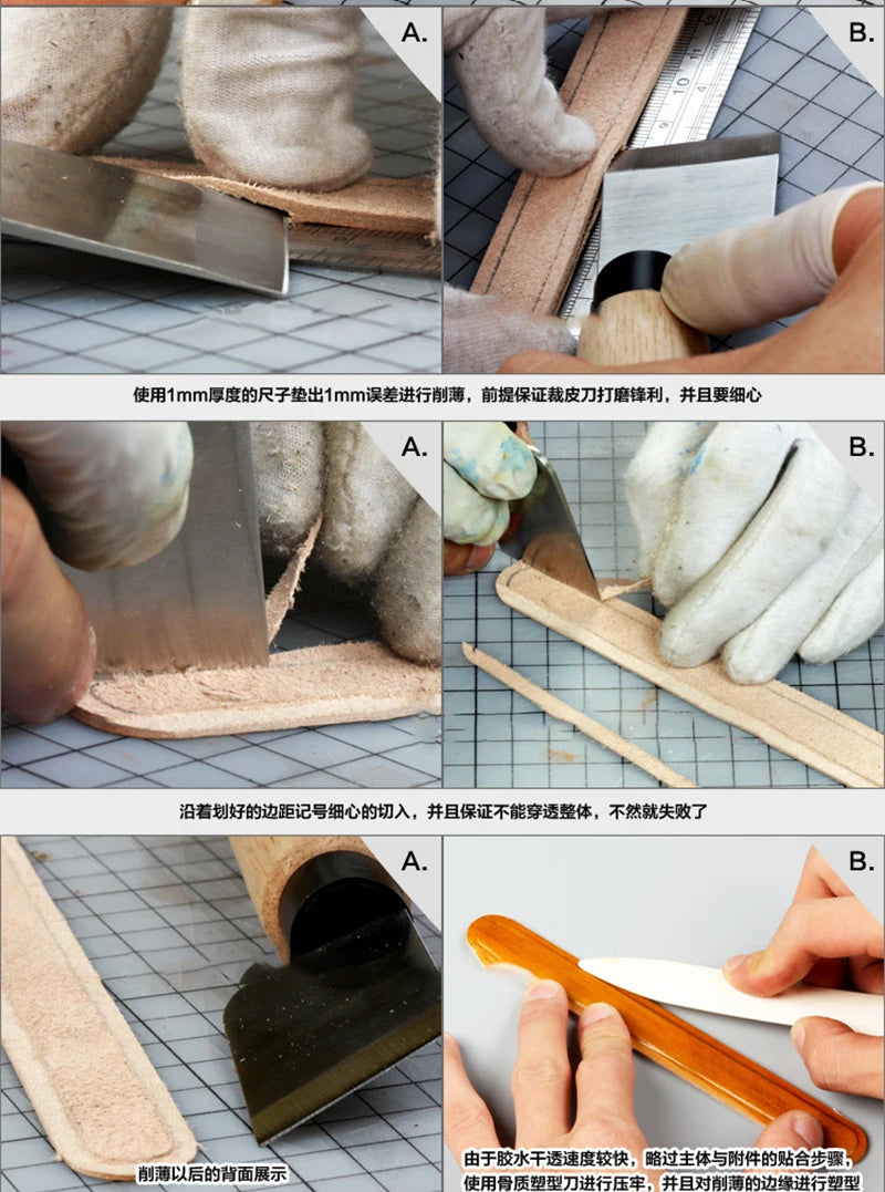 WUTA Professional Leather Craft Cutter DIY Cutting Sharping Thinning Skiving Tool High Speed Steel Blade Right/Left Handed