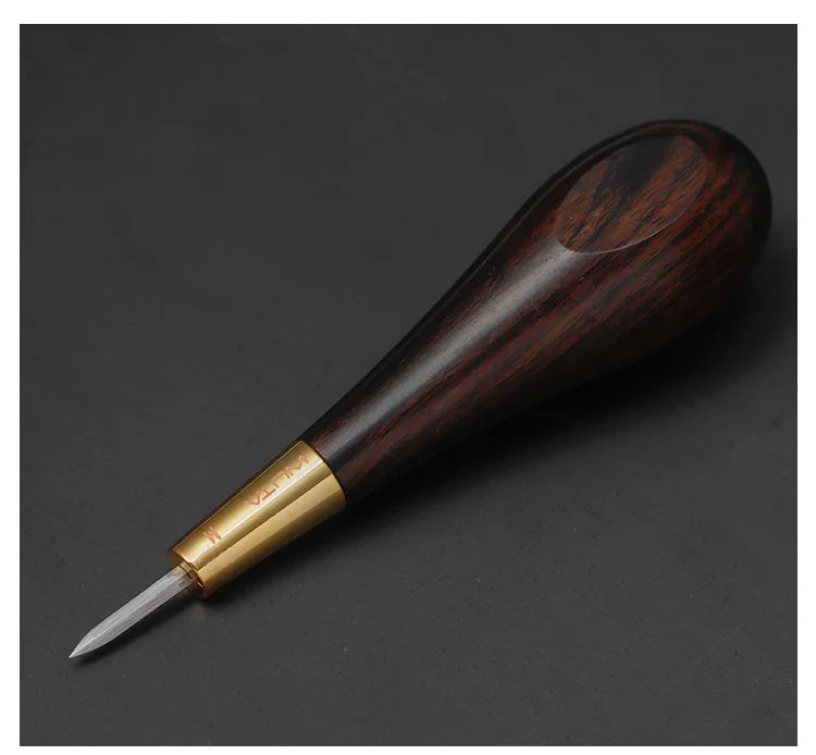 WUTA 2nd Generation Leather Stitching Awl Diamond Shape Ebony Blackwood & Brass Craft Tool Hand Sewing Awl DIY Stitcher Taper