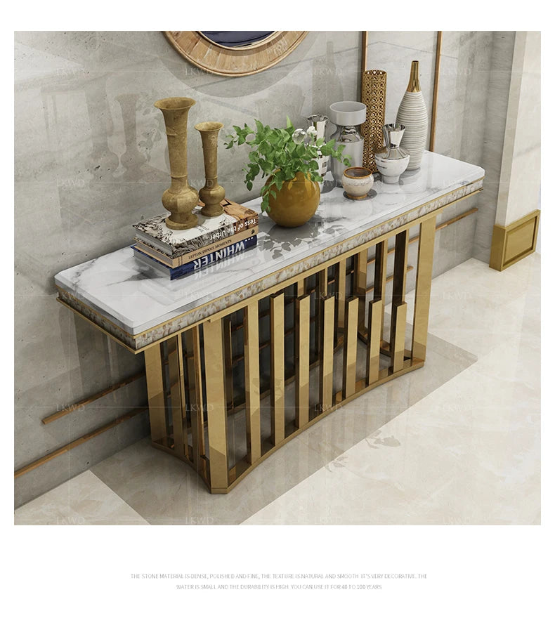 Modern furniture Sideboard cabinet Villa curio cabinet partition table stainless steel marble console table