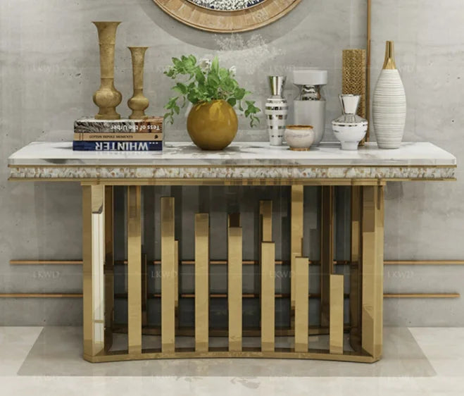 Modern furniture Sideboard cabinet Villa curio cabinet partition table stainless steel marble console table