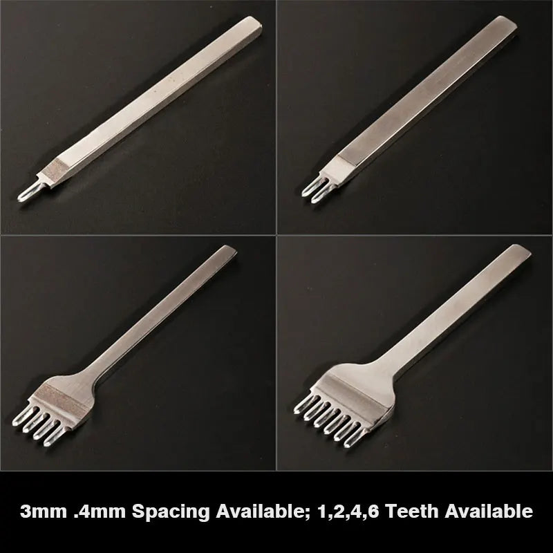 WUTA 1/2/4pcs Leather Chisel Diamond Hole Punch Stitching Tool French Style Pricking Iron DIY Craft Tools Completely Polished