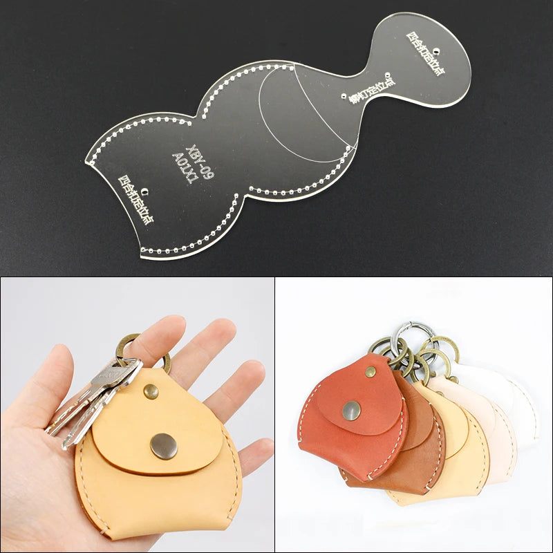 YOMDID Transparent Acrylic Change Wallet Key Buckle Bag Pattern Stencil Template Tool DIY Leather Tool