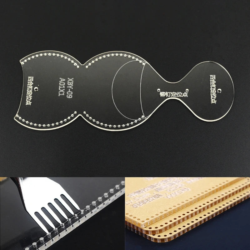 YOMDID Transparent Acrylic Change Wallet Key Buckle Bag Pattern Stencil Template Tool DIY Leather Tool