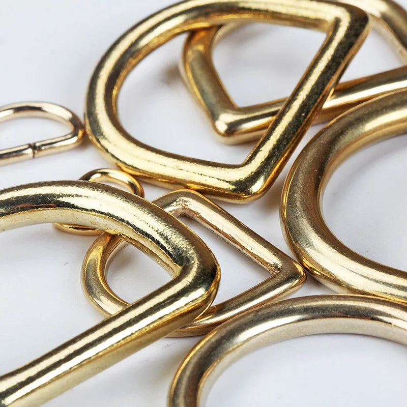 WUTA Solid Brass Cast Rigging Dee Ring Saddle Dog Collar Strap Harness Dees DIY Bag luggage hardware Leather Accessories 2/10pcs