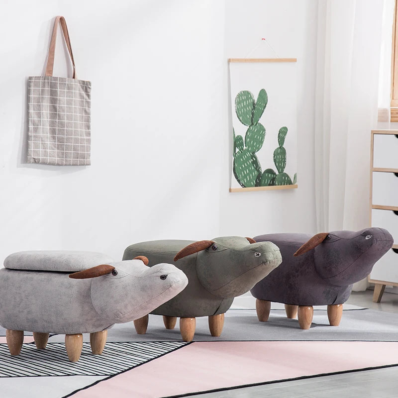 Creative Shoes Bench Storage Solid Wood Feet Stool, Animal Shape Sofa Bench, Fashion