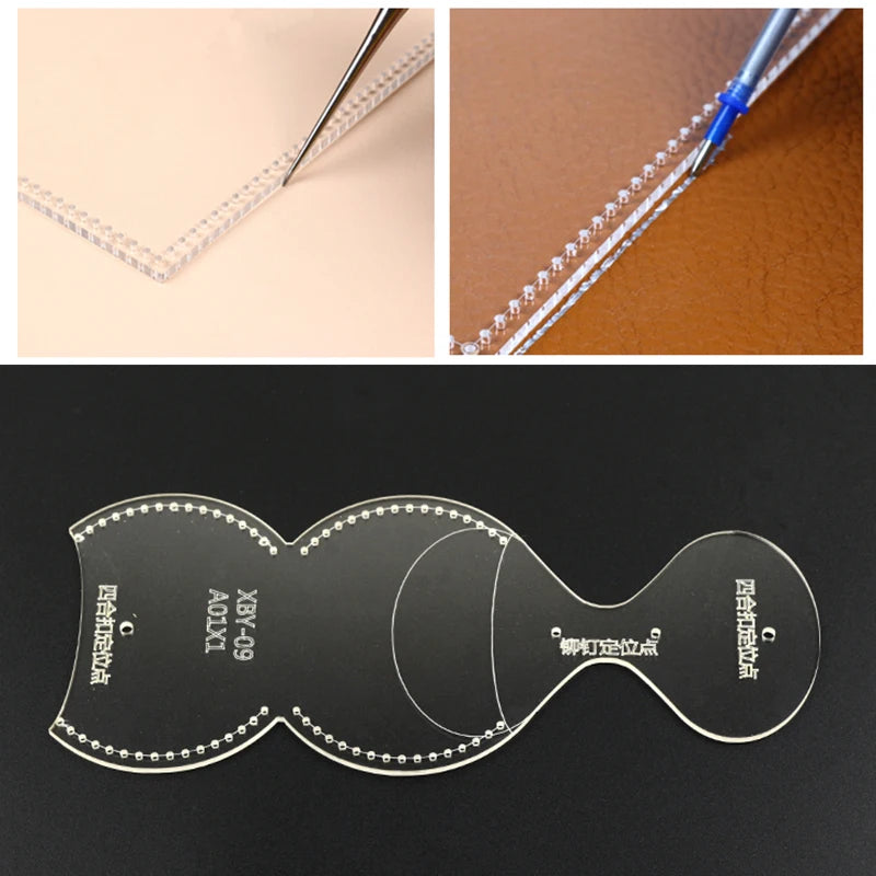 YOMDID Transparent Acrylic Change Wallet Key Buckle Bag Pattern Stencil Template Tool DIY Leather Tool