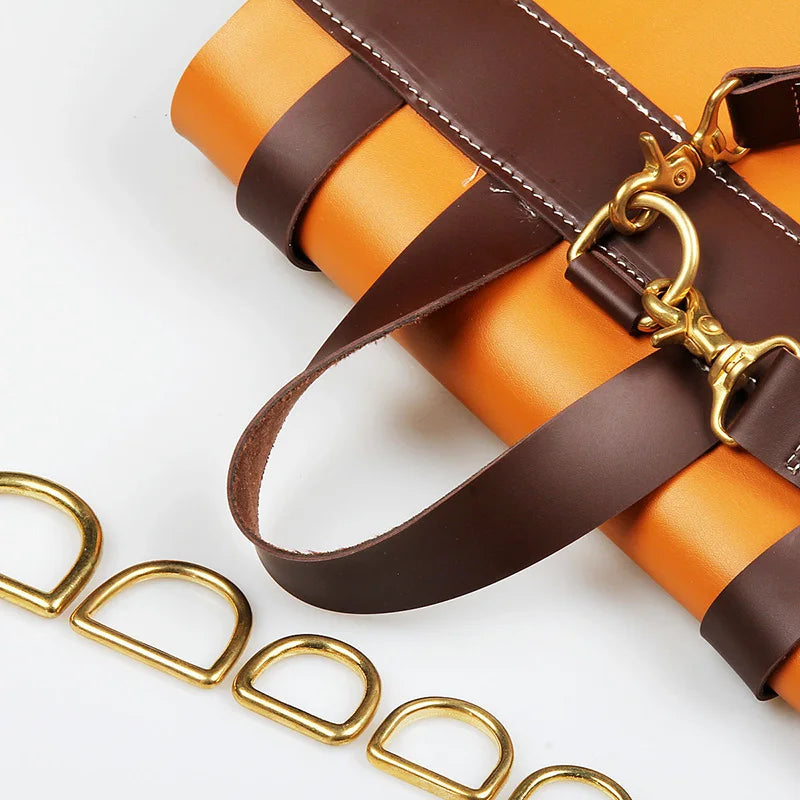 WUTA Solid Brass Cast Rigging Dee Ring Saddle Dog Collar Strap Harness Dees DIY Bag luggage hardware Leather Accessories 2/10pcs