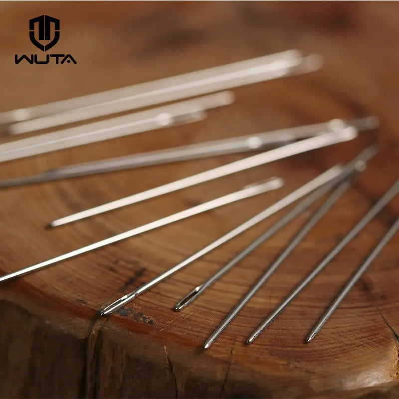 WUTA 24 Pcs Large Eye Blunt Stitching Needle Harness Round-pointed Needle Leather Hand Sewing Blunt Leathercraft Sewing Needle