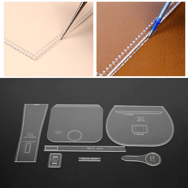 YOMDID 7Pcs Acrylic Leather Tool Template Vintage Shoulder Bag Handbag Pattern Stencil Template outil pour le cuir Leather Tools