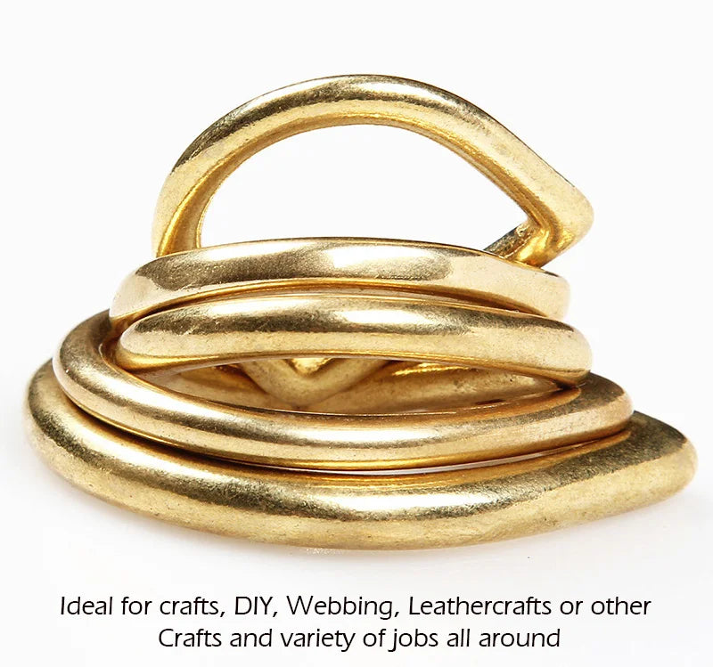 WUTA Solid Brass Cast Rigging Dee Ring Saddle Dog Collar Strap Harness Dees DIY Bag luggage hardware Leather Accessories 2/10pcs