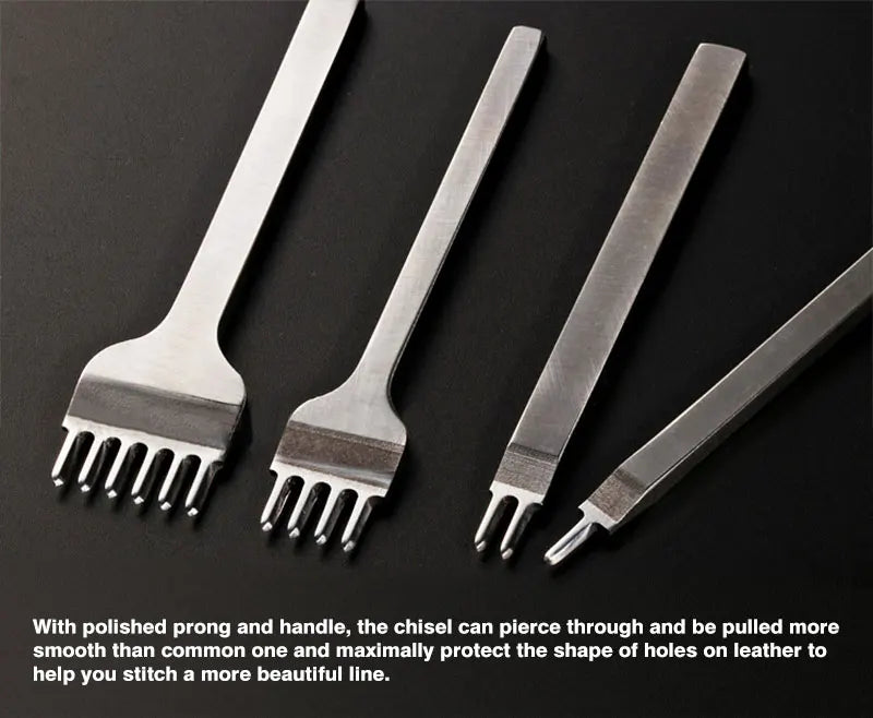 WUTA 1/2/4pcs Leather Chisel Diamond Hole Punch Stitching Tool French Style Pricking Iron DIY Craft Tools Completely Polished