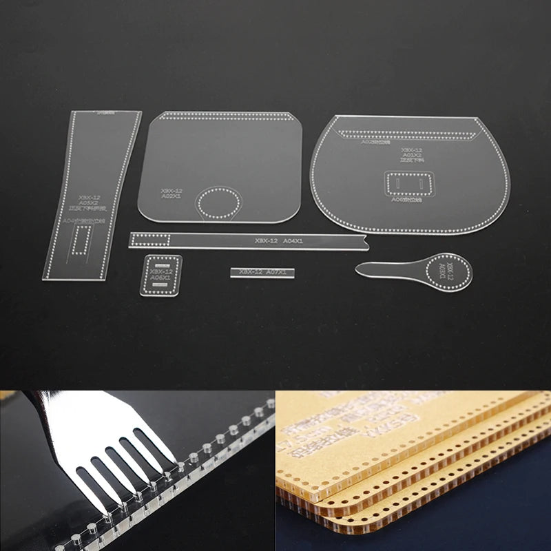 YOMDID 7Pcs Acrylic Leather Tool Template Vintage Shoulder Bag Handbag Pattern Stencil Template outil pour le cuir Leather Tools