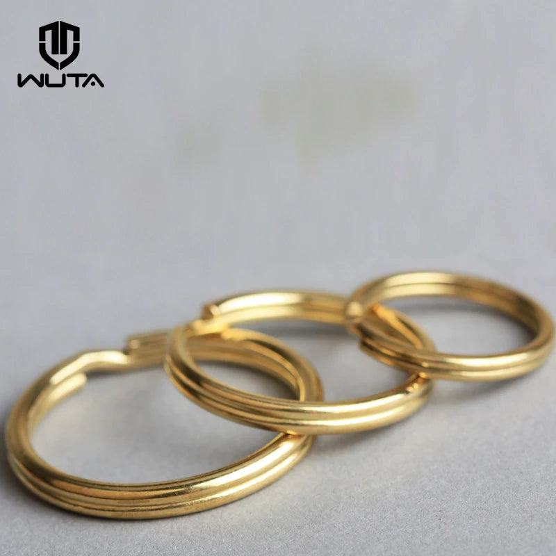 WUTA 10 Pcs Solid Brass Key Rings Split Ring (Never Fade) Round Key Holder Key Chain Hook Hardware Leather Craft DIY Accessories