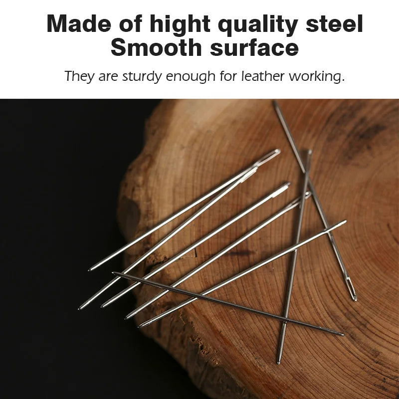 WUTA 24 Pcs Large Eye Blunt Stitching Needle Harness Round-pointed Needle Leather Hand Sewing Blunt Leathercraft Sewing Needle