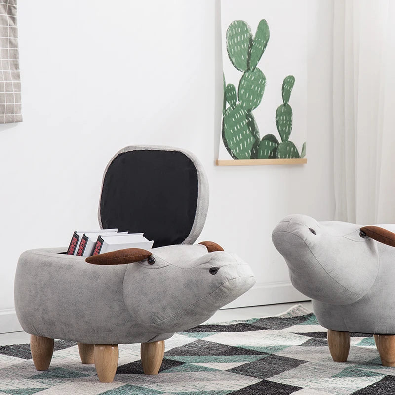 Creative Shoes Bench Storage Solid Wood Feet Stool, Animal Shape Sofa Bench, Fashion
