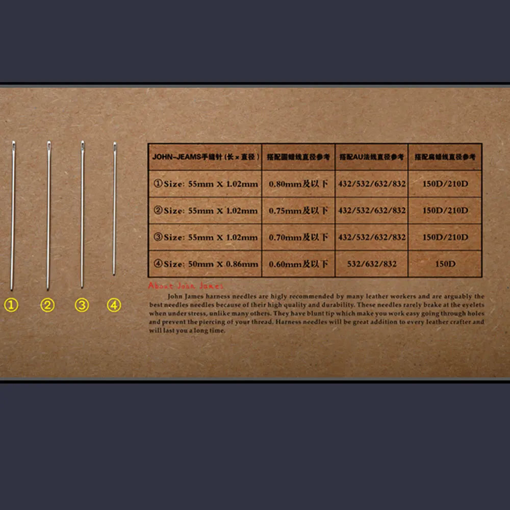 Junetree John James Saddlers Harness Needle Round point  JJ needle work good quality Assorted Hand Sewing Needle leatherCraft