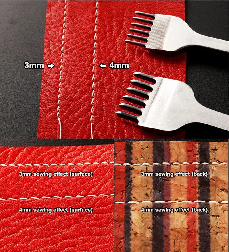 WUTA 1/2/4pcs Leather Chisel Diamond Hole Punch Stitching Tool French Style Pricking Iron DIY Craft Tools Completely Polished