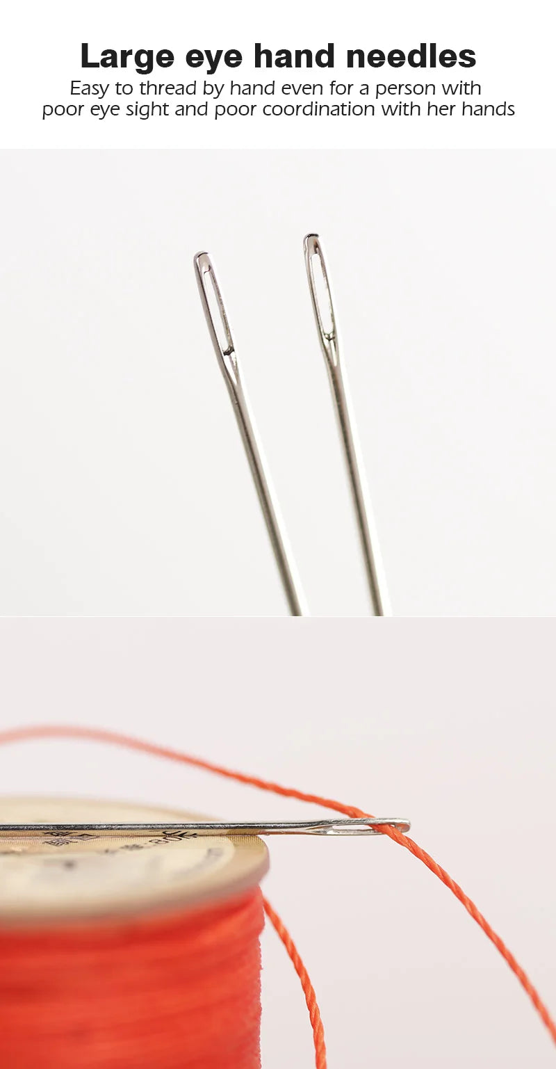 WUTA 24 Pcs Large Eye Blunt Stitching Needle Harness Round-pointed Needle Leather Hand Sewing Blunt Leathercraft Sewing Needle
