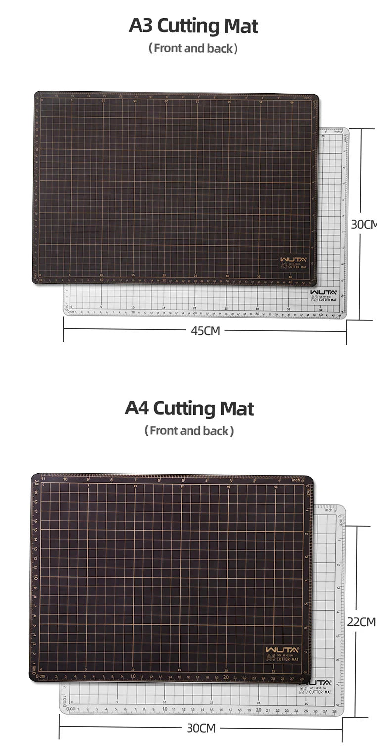 WUTA New Fabric Cutting Mat, Leather Cutting Board A1 A2 A3 A4 A5 Professional Self Healing Quality Double-Sided  Craft Tool Set