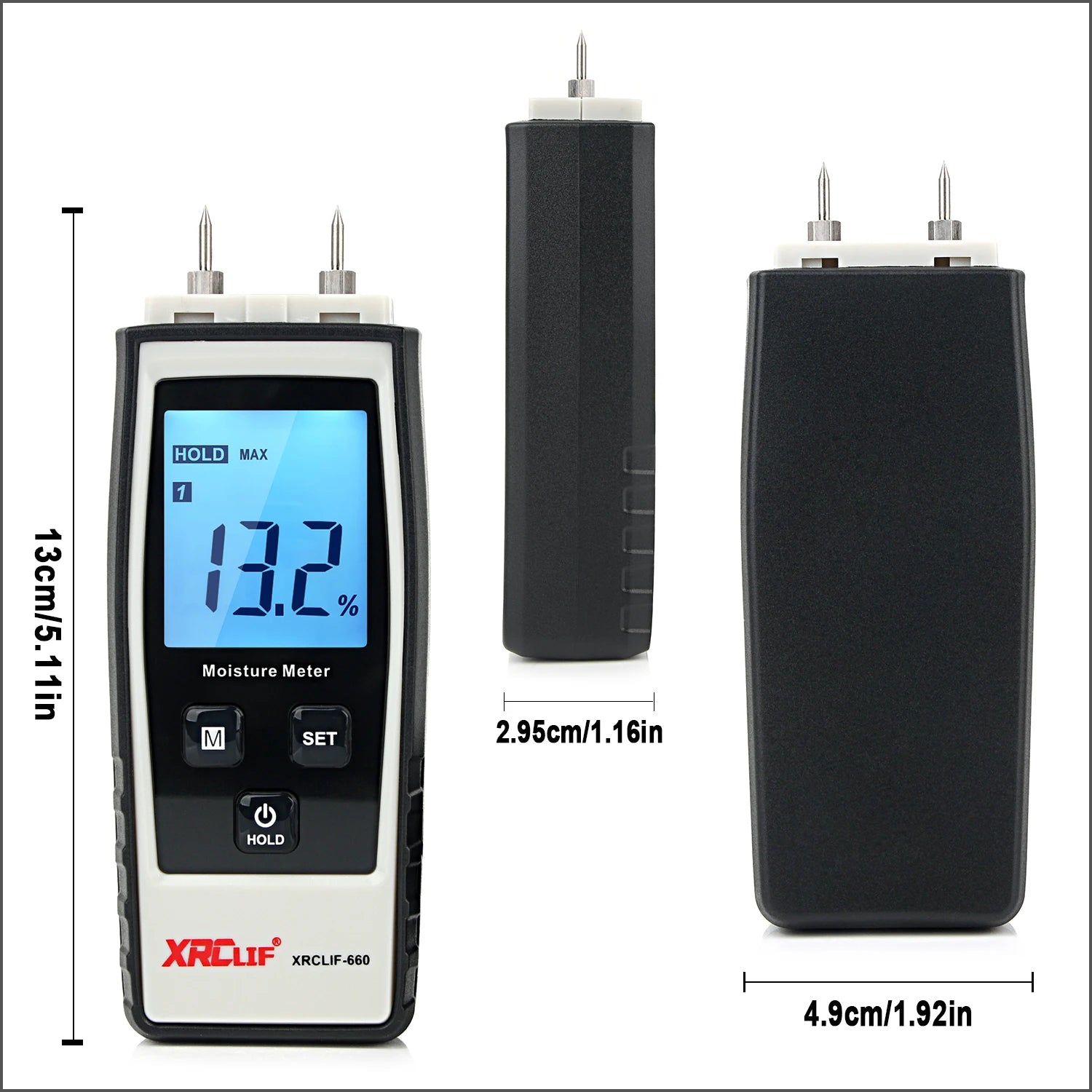 XRCLIF Wood Moisture Meter Digital Handheld Wood Moisture Meter Concrete Woodworking carton Building Material Moisture Meter