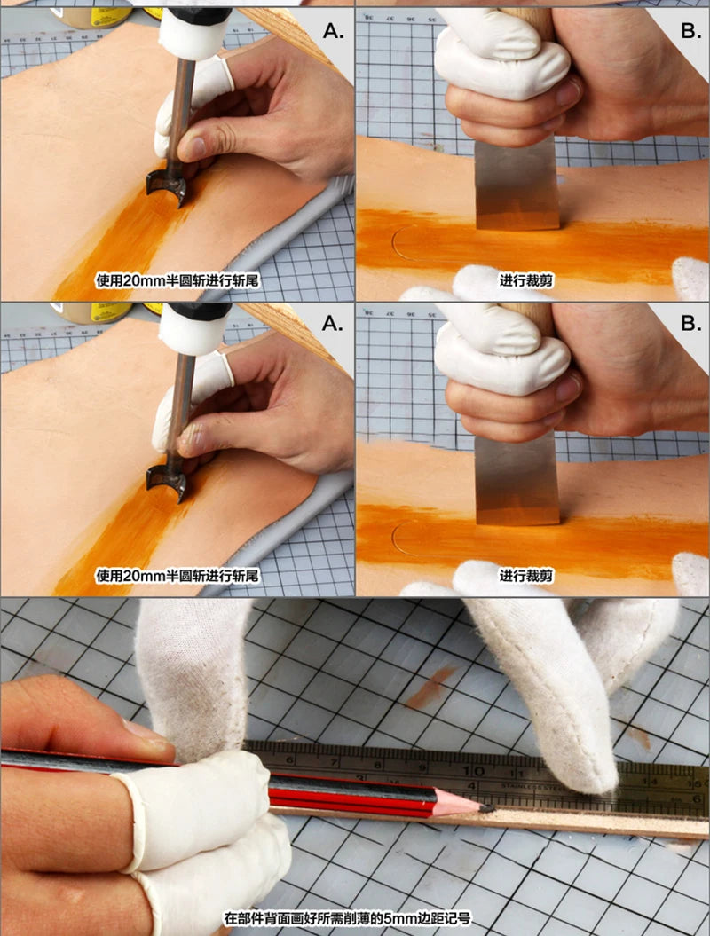 WUTA Professional Leather Craft Cutter DIY Cutting Sharping Thinning Skiving Tool High Speed Steel Blade Right/Left Handed