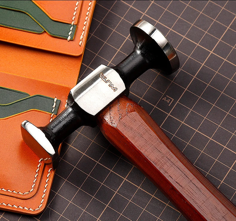 WUTA Leather Mallet Hammer Cobbler Hammer Carbon Steel Double Head Smooth Chasing Hammer for Professional Leather Maul Tools