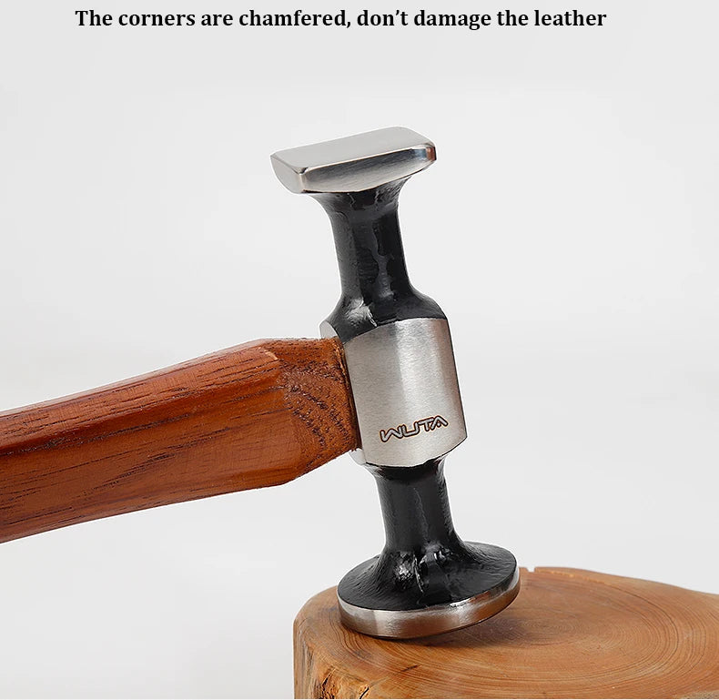 WUTA Leather Mallet Hammer Cobbler Hammer Carbon Steel Double Head Smooth Chasing Hammer for Professional Leather Maul Tools